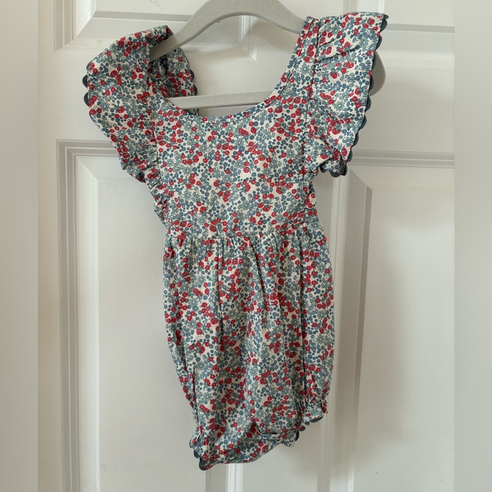 NEW Konges Slojd Verbena cotton romper in Bibi Blue floral 12 months - Picture 5 of 9